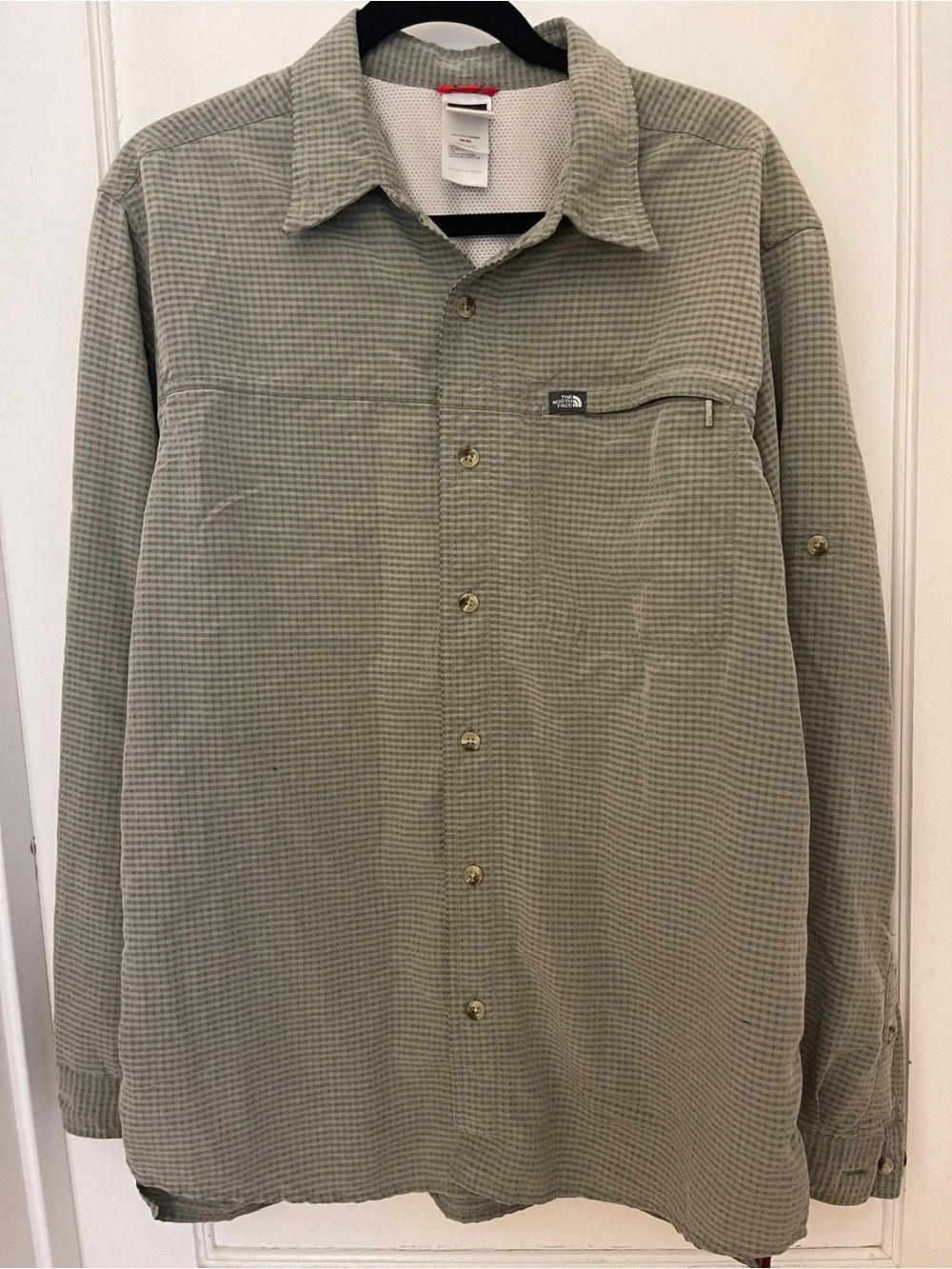 The North Face Olive Green Waffle-Knit Shirt with Black Logo
